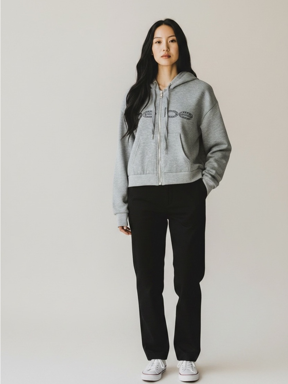 BEBE Sport Plus Size Heather Grey Pearl Logo Zipper Hoodie Sz 2X NWT